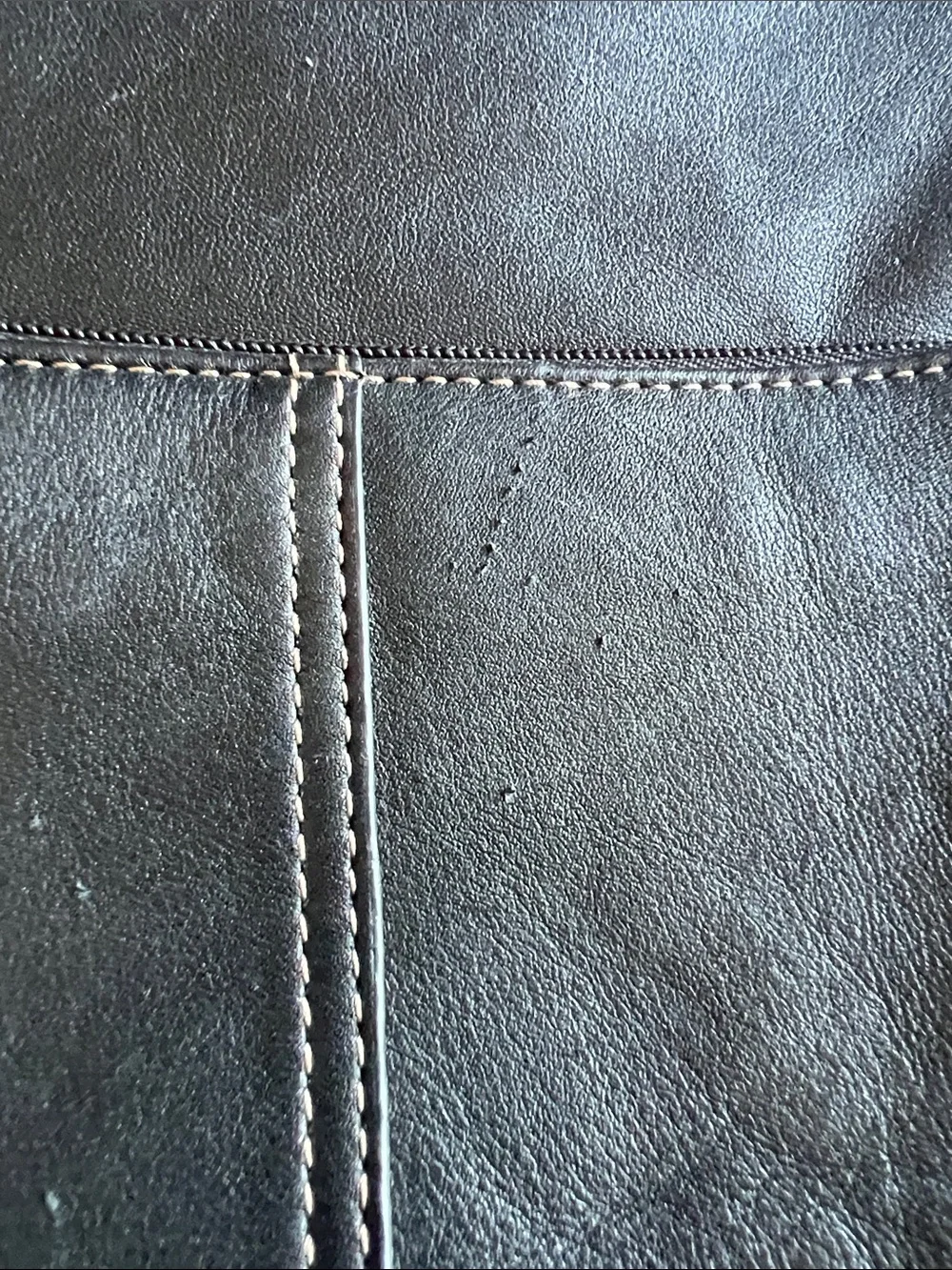 Vintage Aurielle Black Leather 3 Compartments Organizer Shoulder Backpack